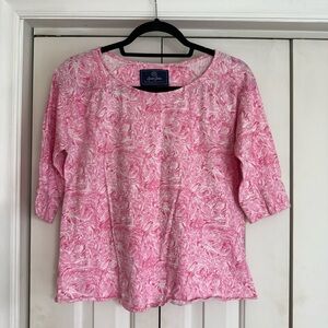 Lauren James Women’s Pink White 100% Cotton Knit Libby Shift Top Size S